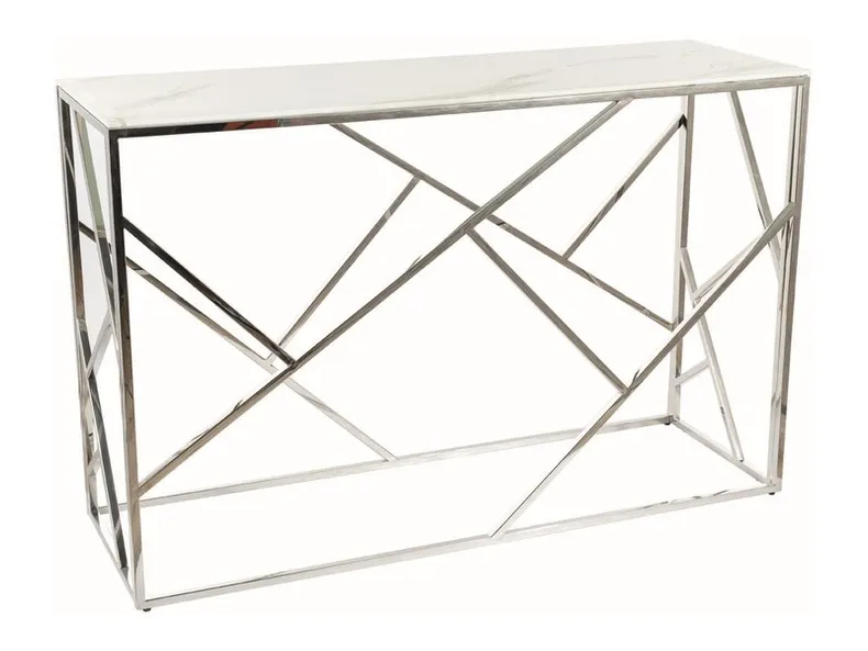 Журнальний стіл SIGNAL ESCADA C II, білий мармур / срібло, 40x120 см фото №1