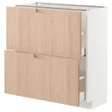 IKEA METOD МЕТОД / MAXIMERA МАКСІМЕРА, підлогова шафа з 2 шухлядами, білий / світлий бамбук Фрьойєра, 80x37 см 593.302.92 фото thumb №1