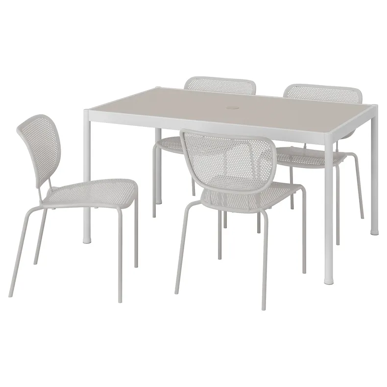 IKEA SEGERÖN СЕГЕРЁН / DUVSKÄR ДУВШЕР, стол и 4 стула, внешний вид белый / бежевый / серый, 147 см 495.447.69 фото №1