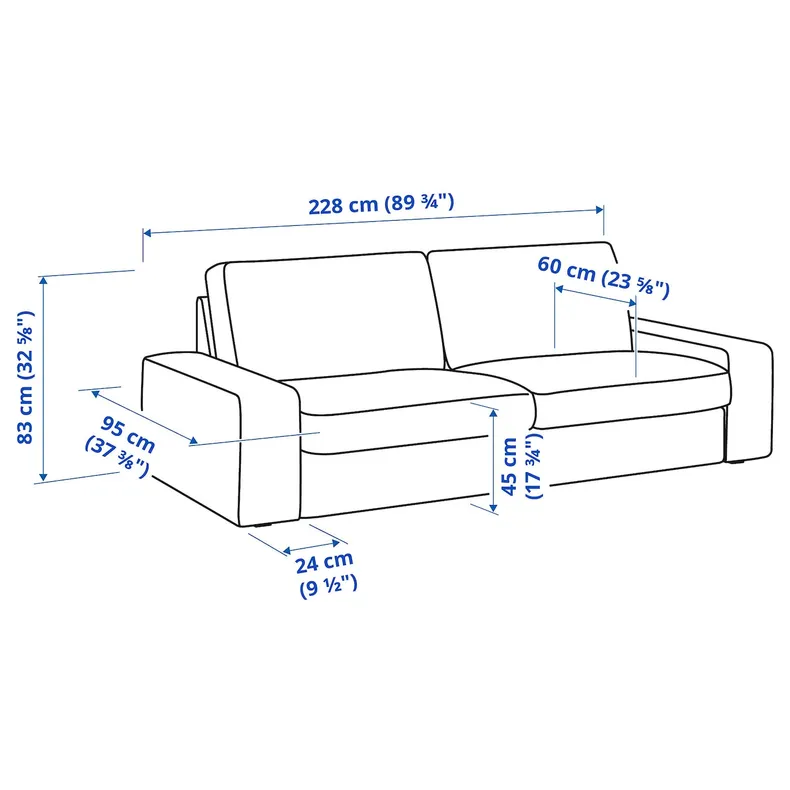 IKEA KIVIK КІВІК, 3-місний диван, КЕЛІНГЕ сіро-бірюзовий 394.430.49 фото №9