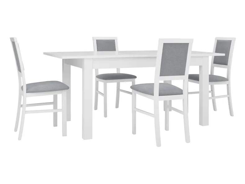 BRW Комплект: стіл 140-180х80 см + 4 стільці BRW ROBI, сірий/білий STO/BRYK2_4ROBI-BAL/TX098 фото №2
