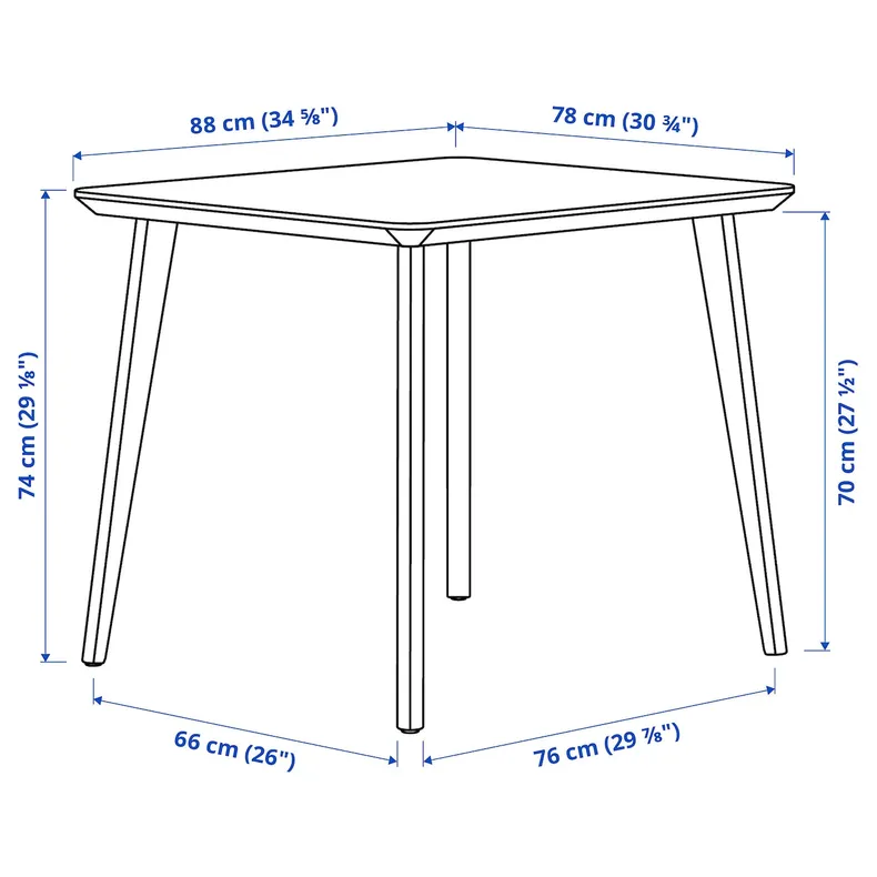 IKEA LISABO ЛІСАБО / LISABO ЛІСАБО, стіл+2 стільці, чорний / Tallmyra чорний / сірий, 88x78 см 895.549.21 фото №3