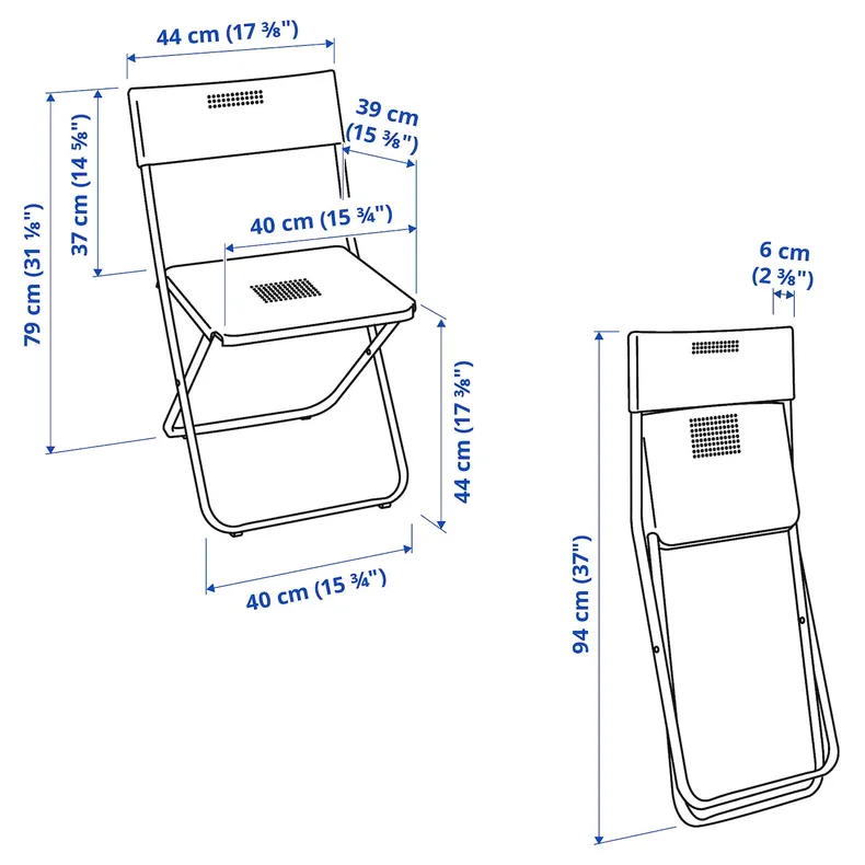 IKEA FEJAN ФЕЙЯН, стол+2 складных стула,д / сада, белый / белый 594.349.49 фото №8