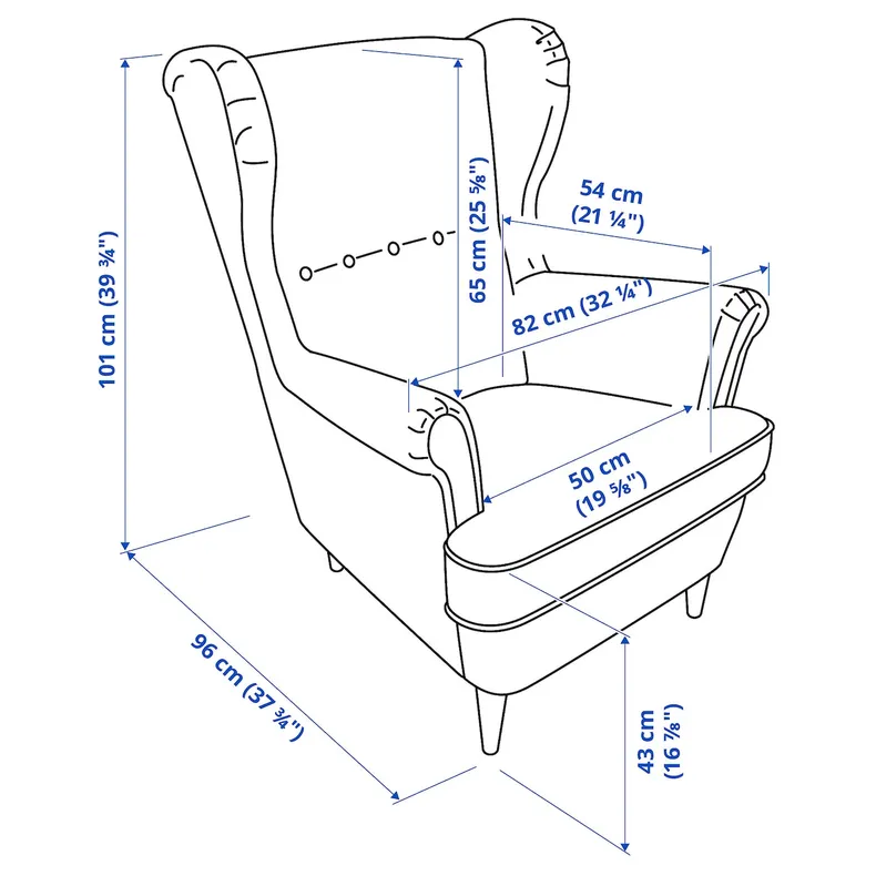 IKEA STRANDMON СТРАНДМОН, крісло з підголівником, Vibberbo чорний / бежевий 204.569.56 фото №8