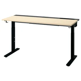 IKEA MITTZON МІТТЗОН, письмовий стіл, okl береза/чорний, 140x60 см 695.280.37 фото