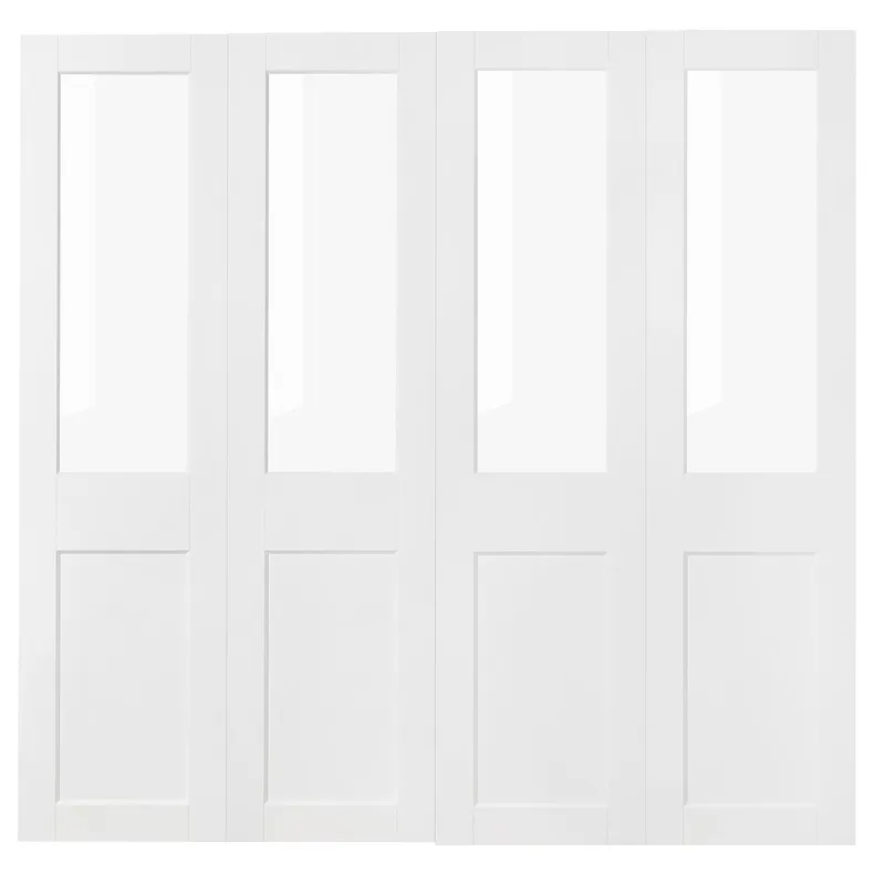 IKEA GRIMO ГРІМО, розсувні дверцята, 2 шт., скло / білий, 200x201 см 605.453.00 фото №1