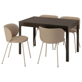 IKEA EKEDALEN ЭКЕДАЛЕН / KRYLBO КРЮЛБО, стол и 4 стула, темно-коричневый/тонированный темно-бежевый, 120/180 см 995.707.27 фото
