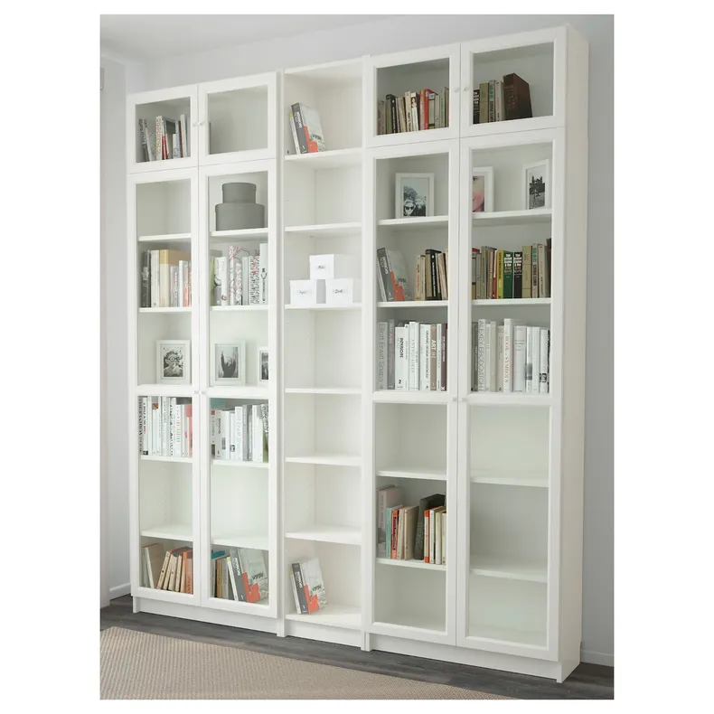IKEA BILLY БІЛЛІ / OXBERG ОКСБЕРГ, книжкова шафа, білий, 200x30x237 см 490.178.34 фото №2