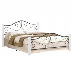 Ліжко двоспальне HALMAR VIOLETTA 160x200 см біле/чорне фото