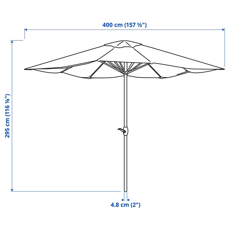 IKEA LJUSTERÖ ЛЬЮСТЕРЭ, зонт от солнца, бежевый, 400 см 202.603.13 фото №6