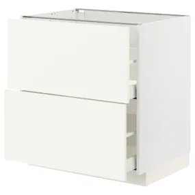 IKEA METOD МЕТОД / MAXIMERA МАКСИМЕРА, напольный шкаф 2фасада / 2выс ящика, белый / Вальстена белый, 80x60 см 295.071.69 фото