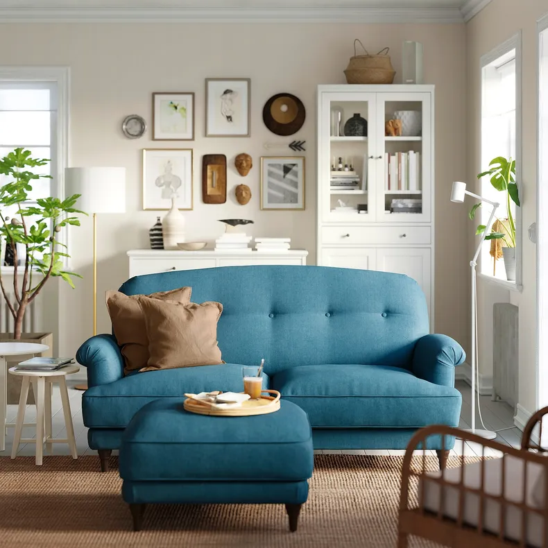 IKEA ESSEBODA ЕССЕБОДА, 2-місний диван, ТАЛЛЬМЮРА синій / коричневий 694.434.58 фото №2