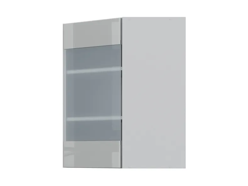 BRW Top Line 60 см угловой левосторонний кухонный шкаф с витриной серый глянец, серый гранола/серый глянец TV_GNWU_60/72_LV-SZG/SP фото №2