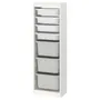 IKEA TROFAST ТРУФАСТ, комбінація для зберіган +контейнери, білий/білий сірий, 46x30x145 см 593.294.20 фото