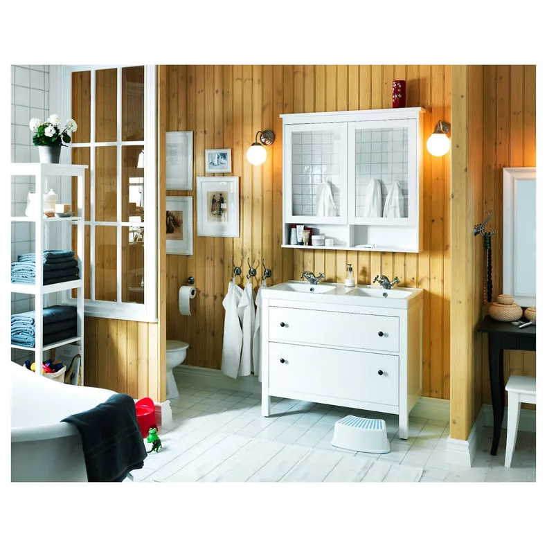 IKEA HEMNES ХЕМНЕС, шафа дзеркальна із 2 дверцятами, білий, 103x16x98 см 802.176.75 фото №3