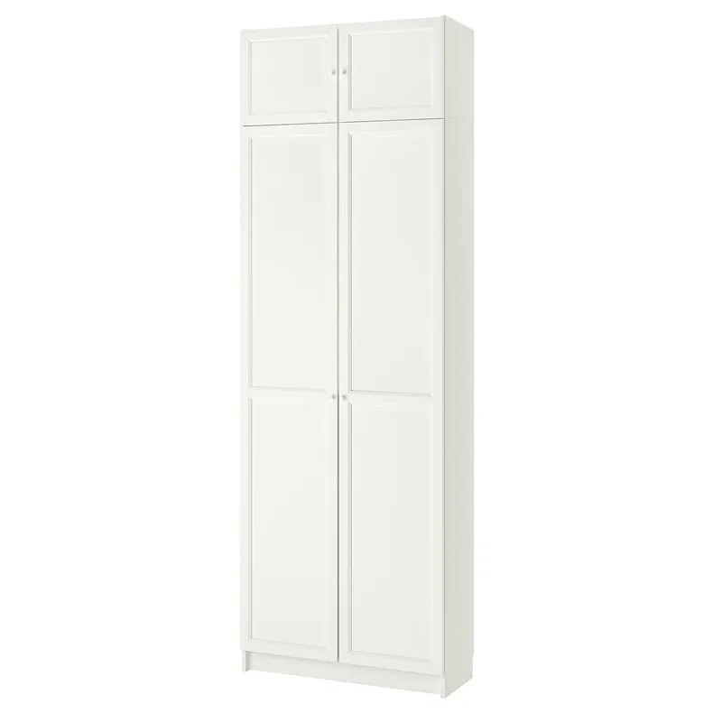 IKEA BILLY БІЛЛІ / OXBERG ОКСБЕРГ, стелаж додаткова верхня секція / двер, білий, 80x30x237 см 294.248.38 фото №1