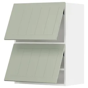 IKEA METOD МЕТОД, навесной шкаф / 2 дверцы, горизонтал, белый / светло-зеленый, 60x80 см 794.864.47 фото