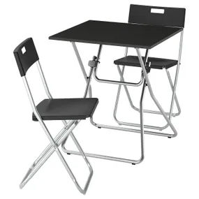IKEA GUNDE ГУНДЕ / GUNDE ГУНДЕ, стіл і 2 складані стільці, складаний чорний/чорний, 67x67 см 095.645.99 фото