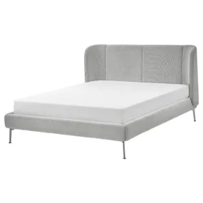 IKEA TUFJORD ТЮФЬЁРД, каркас кровати с обивкой, Талмира белая / черная, 140x200 см 205.732.48 фото