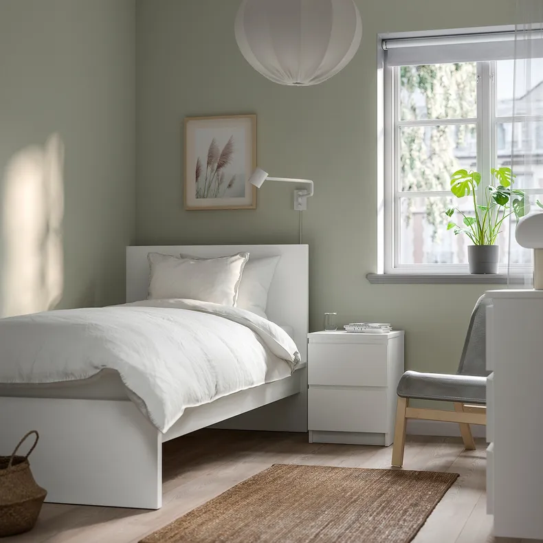 IKEA MALM МАЛЬМ, каркас кровати с матрасом, белый / Ебыгда средней жесткости, 90x200 см 395.446.42 фото №4