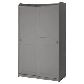 IKEA HAUGA ХАУГА, гардероб із розсувними дверцятами, сірий, 118x55x199 см 604.072.71 фото