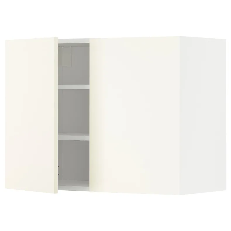 IKEA METOD МЕТОД, навісна шафа з полицями / 2 дверцят, білий / ВАЛЛЬСТЕНА білий, 80x60 см 595.072.62 фото №1