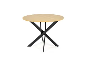 Стол обеденный круглый HALMAR EDGAR 100х100 см, столешница - золотой дуб, ножки - черные фото