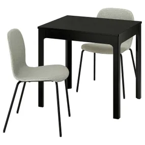 IKEA EKEDALEN ЕКЕДАЛЕН / KARLPETTER КАРЛЬПЕТТЕР, стіл+2 стільці, темно-коричневий / Gunnared Гуннаред світло-зелений чорний, 80 / 120 см 395.713.86 фото