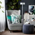 IKEA STRANDMON СТРАНДМОН, крісло з підголівником, Vibberbo чорний / бежевий 204.569.56 фото thumb №2