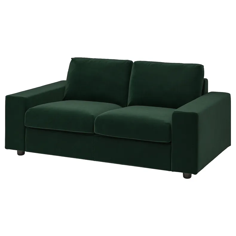 IKEA VIMLE ВІМЛЕ, 2-місний диван, з широкими підлокітниками/Djuparp темно-зелений 894.326.75 фото №1
