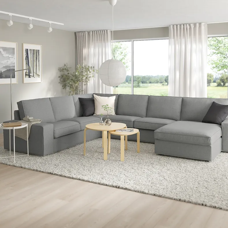 IKEA KIVIK КИВИК, угловой 5-местный диван с козеткой, Тибблби бежевый / серый 594.404.79 фото №2