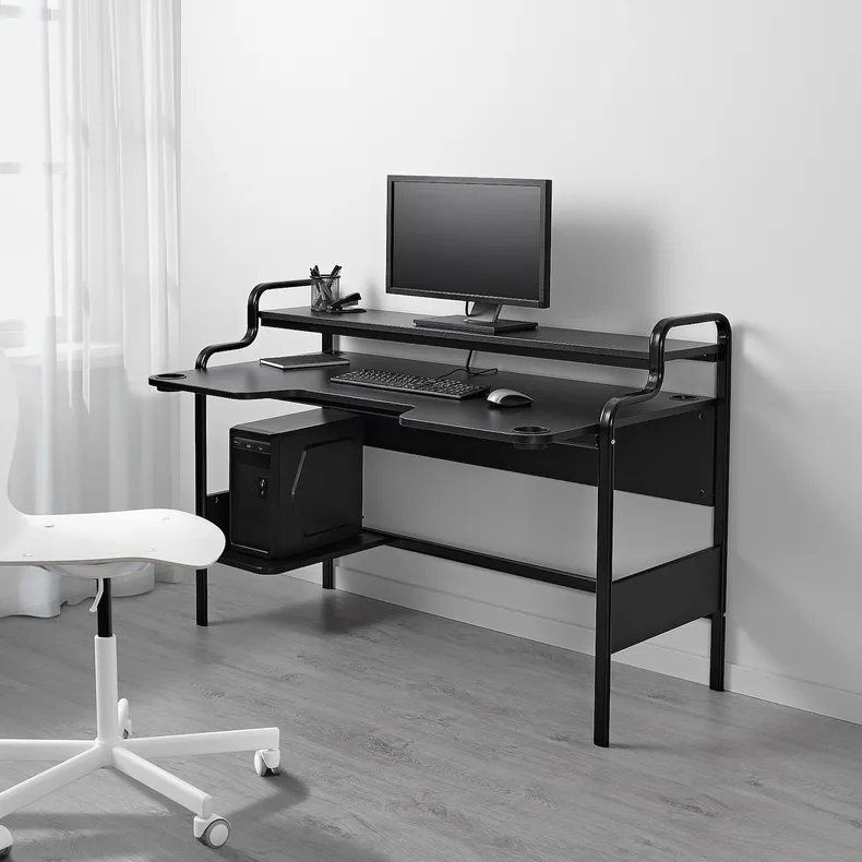 IKEA FREDDE ФРЕДДЕ, геймерський стіл, чорний, 140x74x73 см 104.960.62 фото №4
