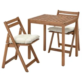 IKEA NÄMMARÖ НЭММАРЁ, садовый стол+2 складных стула, пятно светло-коричневое/куддарна бежевый 694.912.08 фото