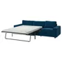 IKEA VIMLE ВІМЛЕ, 3-місний диван-ліжко, з широкими підлокітниками/Djuparp темно-зелено-синій 595.372.78 фото