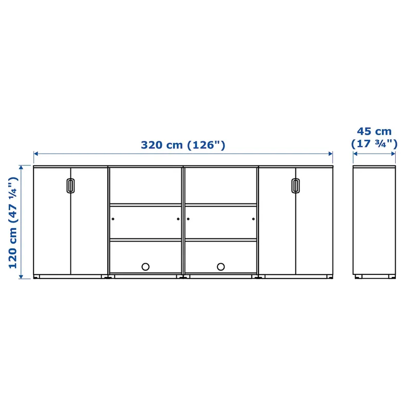 IKEA GALANT ГАЛАНТ, комбинация д / хранения, белый, 320x120 см 892.857.83 фото №7