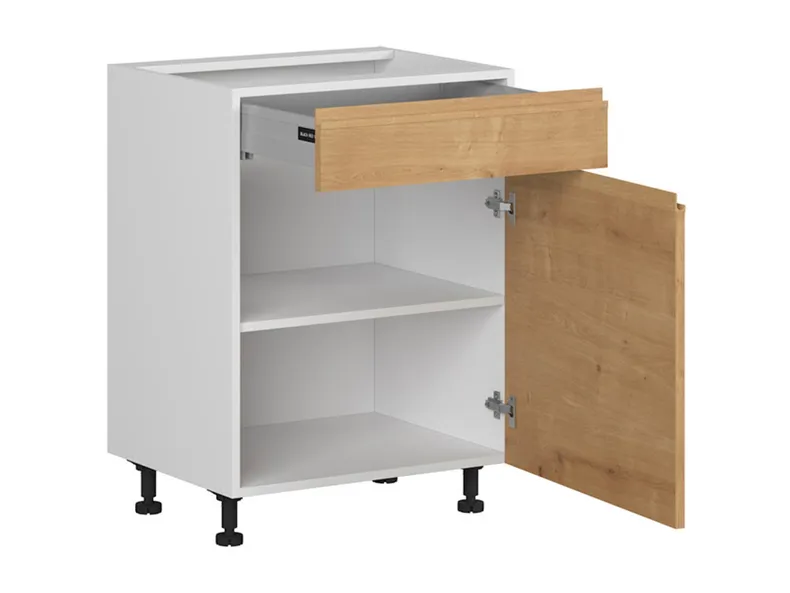 BRW Кухонный базовый шкаф Sole 60 см правый с выдвижным ящиком тихий дуб арлингтон, альпийский белый/арлингтонский дуб FH_D1S_60/82_P/STB-BAL/DAANO фото №3