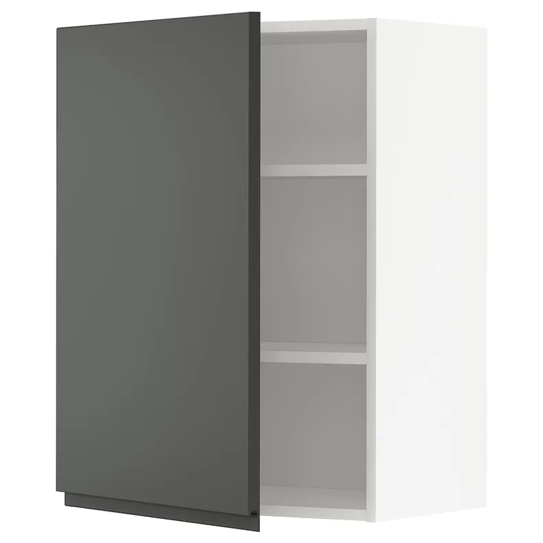 IKEA METOD МЕТОД, шафа навісна із полицями, білий / Voxtorp темно-сірий, 60x80 см 294.674.94 фото №1