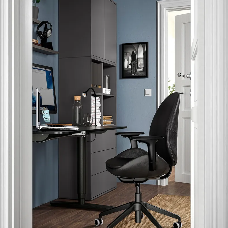 IKEA HATTEFJÄLL ХАТТЕФЙЕЛЛЬ, офісний стілець із підлокітниками, Smidig чорний/чорний 505.389.65 фото №3
