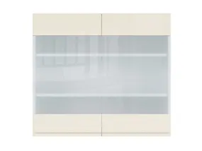 BRW Двухдверный верхний кухонный шкаф Sole 80 см с витриной магнолия глянцевая, альпийский белый/магнолия глянец FH_G_80/72_LV/PV-BAL/XRAL0909005 фото
