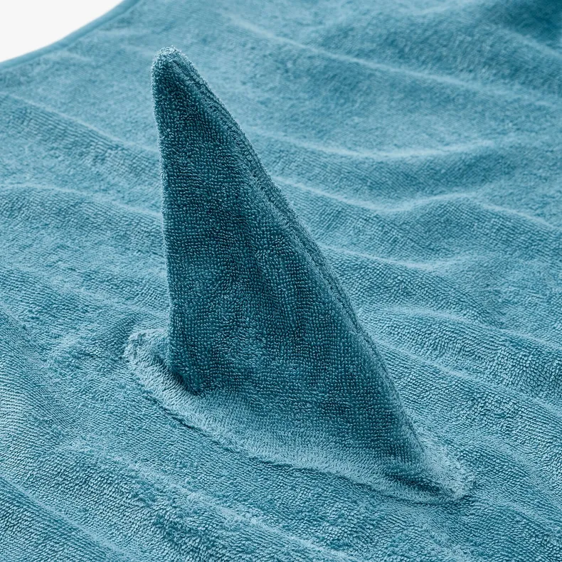 IKEA BLÅVINGAD БЛОВІНГАД, рушник із капюшоном, у формі акули/синьо-сірий, 70x140 см 905.284.41 фото №5