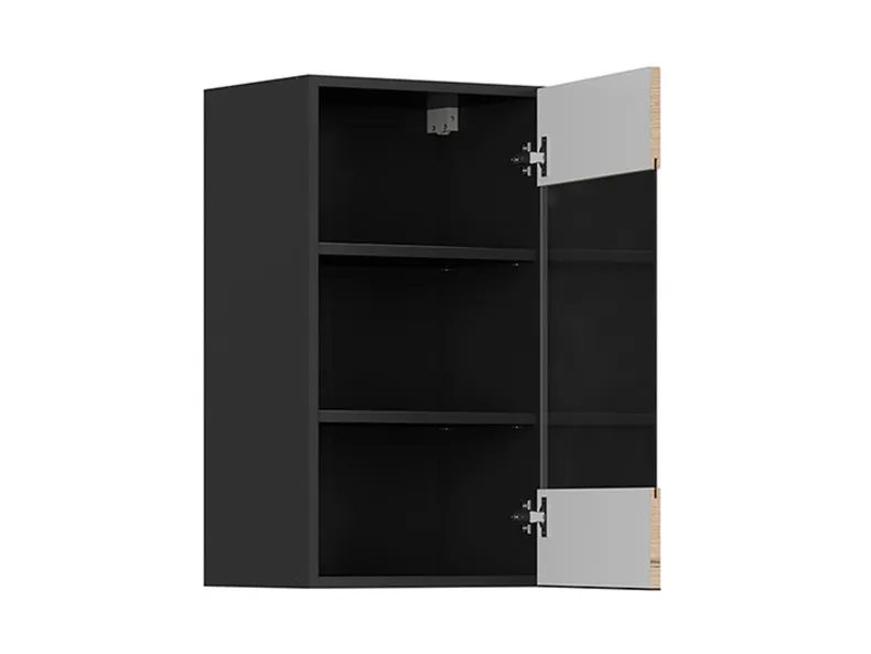 BRW Кухонный шкаф Sole L6 40 см с витриной дуб галифакс натуральный, Черный/дуб галифакс натур FM_G_40/72_PV-CA/DHN фото №3