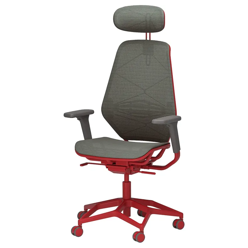 IKEA STYRSPEL СТИРСПЕЛЬ, стул для геймеров, серый / красный 605.260.85 фото №1