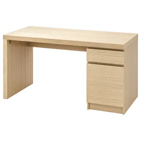 IKEA MALM МАЛЬМ, письменный стол, Шпон дуба, окрашенный в белый цвет, 140x65 см 203.598.23 фото