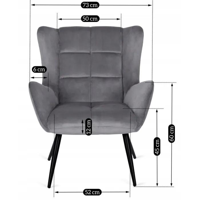 Кресло мягкое бархатное MEBEL ELITE VINCENT Velvet, Серый фото №12