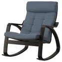 IKEA POÄNG ПОЕНГ, крісло-гойдалка, чорний / коричневий / синій Gunnared 895.022.15 фото thumb №1