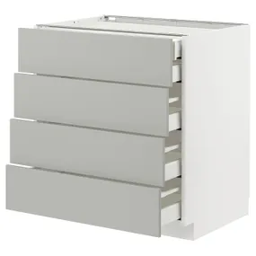 IKEA METOD МЕТОД / MAXIMERA МАКСИМЕРА, напольный шкаф 4фасада / 2нзк / 3срд ящ, белый / светло-серый, 80x60 см 995.385.82 фото