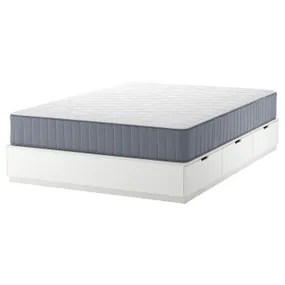IKEA NORDLI НОРДЛІ, каркас ліжка з відд д/збер і матрац, білий/ВОГСТРАНДА жорсткий, 160x200 см 595.368.77 фото