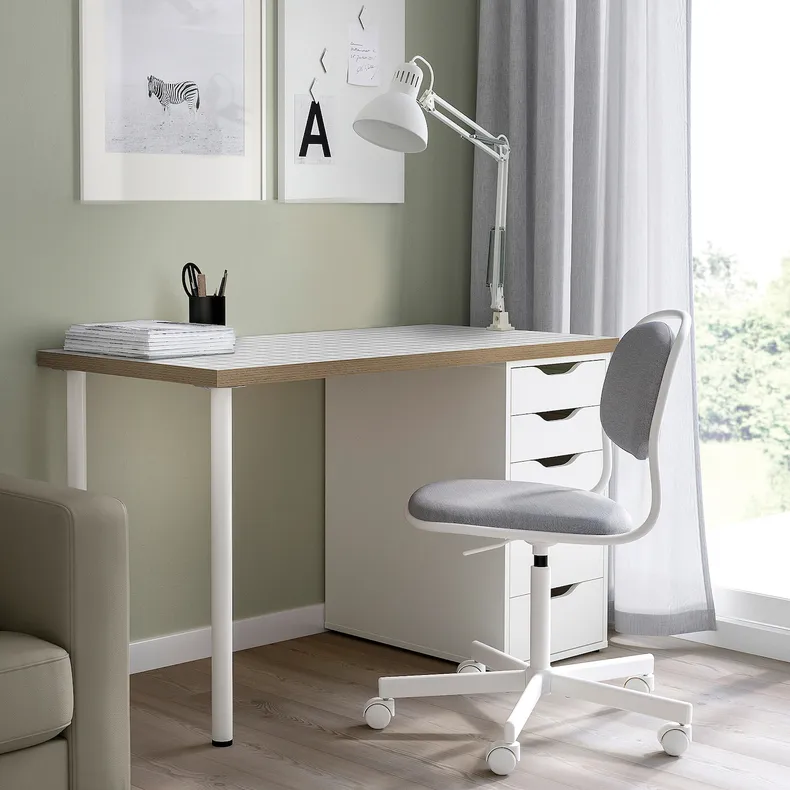 IKEA LAGKAPTEN ЛАГКАПТЕН / ALEX АЛЕКС, письменный стол, белый антрацит / белый, 140x60 см 795.084.30 фото №8