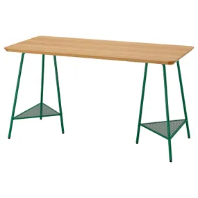 IKEA ANFALLARE АНФАЛЛАРЕ / TILLSLAG ТИЛЛЬСЛАГ, письменный стол, бамбук / зелёный, 140x65 см 694.783.15 фото