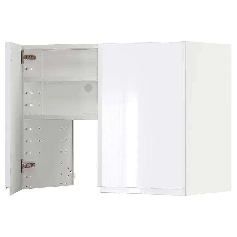 IKEA METOD МЕТОД, навесной шкаф д / вытяжки / полка / дверь, белый / Воксторп глянцевый / белый, 80x60 см 595.044.14 фото №1